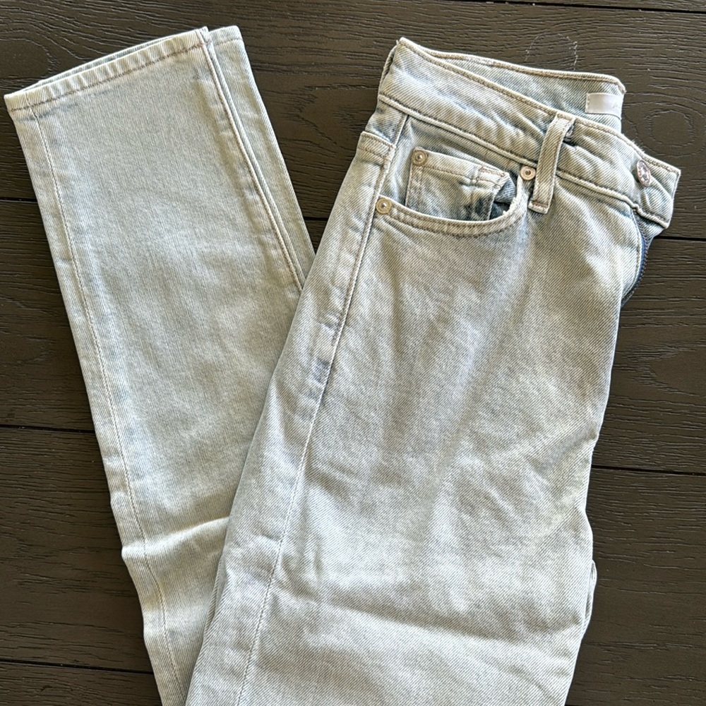 Womens 7 for all mankind jeans, washed out light blue, size 24
